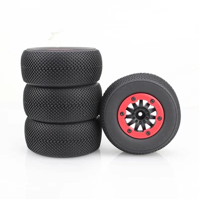 4Pcs 1:10 RC Short Course Tires&Bead-Lock Rims For HSP TRAXXAS Slash Racing Car - Image 1 of 4