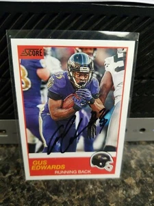 Gus Edwards BALTIMORE RAVENS AUTOGRAMM Fußballkarte Rookie-Karte - Bild 1 von 2