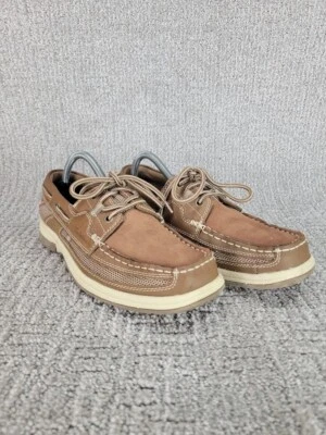 Thom McAn Men's Brown Leather Mooring Boat Shoes Size 8.5 - Image 1 of 4