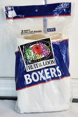 VTG Fruit of the Loom 3 Pack Mens Full Cut Boxers L 38-40 1996 90s NOS - Image 1 of 4