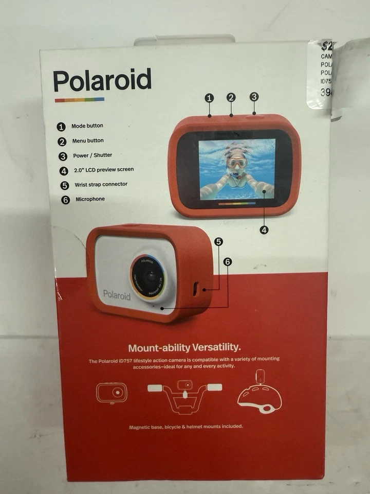 NEW Polaroid iD757 Sport Action Waterproof Camcorder HD Video Camera - Image 1 of 1