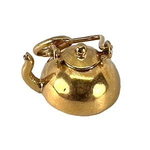 Vintage Teapot 18K Yellow Gold Charm Pendant - Bild 1 von 14