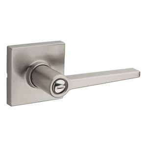Kwikset Safe Lock Daylon Lever Square Rose Privacy Lock Satin Nickel - Picture 1 of 9