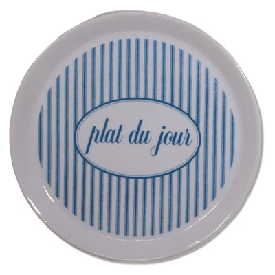 Dept 56 A la Carte Plat Du Jour 8 1/4" Salad Plate Blue Stripes Japan Vintage - Image 1 of 3