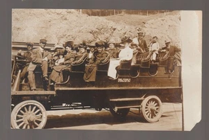 San Francisco CALIFORNIA RPPC c1910 TOUR BUS Conductor & MEGAPHONE Cliff House - Picture 1 of 2