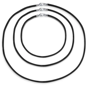 Set Of Three Soft Thin Satin Black Silk Cord Strand Necklace For Pendant Laye... - Picture 1 of 4