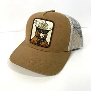 SMOKEY BEAR TRUCKER HAT brown curved-bill mesh retro patch logo men/women ADULT - Picture 1 of 6