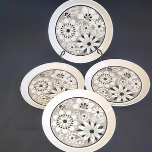 PREMIERE DeLuxe Japan Silhouette P-702 Black and White Floral Dinnerware (4) - Picture 1 of 10