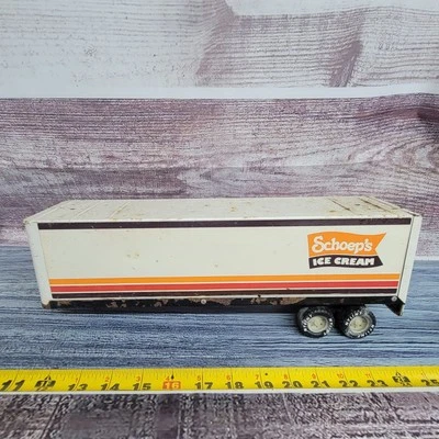 Vintage Nylint pressed steel Schoeps ice cream semi trailer white and orange  - Image 1 of 4