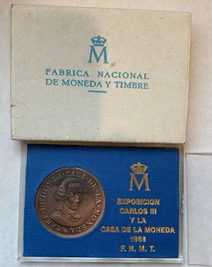 ESPAÑA medalla EXPOSICION CARLOS III Y LA CASA DE LA MONEDA 1988 FNMT - Picture 1 of 3