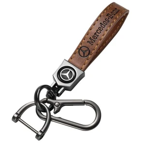 Brown Leather Car Keychain Metal Key Chain Ring Accessories for Mercedes Benz - Bild 1 von 1