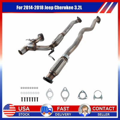 Tubo delantero de acero inoxidable con kit de tubo Flex Y se adapta a: Jeep Cherokee 2014-2018 3,2 L Foto 1 de 4