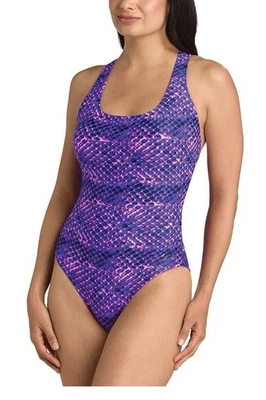Traje de baño deportivo de una pieza Speedo Ultraback Racerback para dama talla 12 púrpura nuevo sin etiquetas Foto 1 de 4