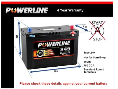 Battery fits KIA SORENTO 02 to 20 249 780A 80Ah 4Yr Warranty 305x175x225 Quality - Image 1 of 4