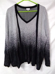 Women's AVENUE One Piece Long Sleeve Sweater Set Style BLACK SILVER OMBRE 22/24 - Picture 1 of 8