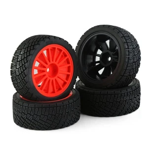 4PCS Flat Running Rally Wheel Tires For HPI Kyosho Tamiya 1/10 WRC TT02 RC Car - Picture 1 of 12