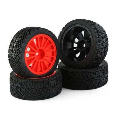 4PCS Flat Running Rally Wheel Tires For HPI Kyosho Tamiya 1/10 WRC TT02 RC Car - Image 1 of 4