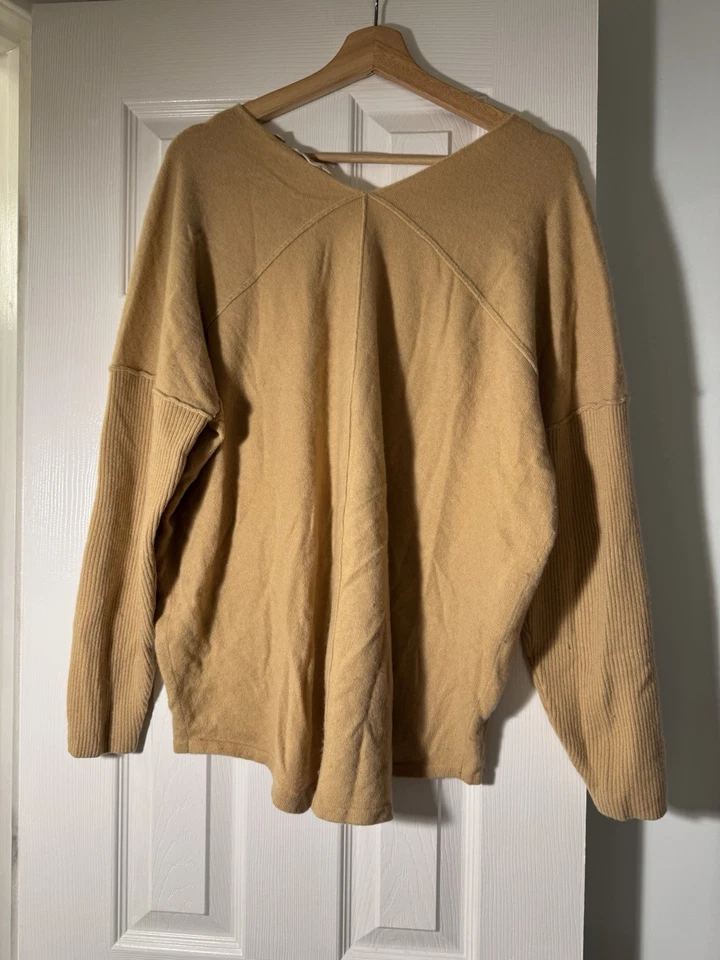 Suéter Soft Surroundings Etta 100% Cachemira Talla XL Bronceado Hombro Caído Holgado Foto 1 de 4