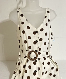 Womens Jumpsuit Size S NWT Anthropologie Linen Blend Coastal Party Cruise Polka - Picture 1 of 13