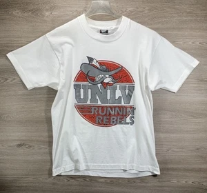 Vintage UNLV T Shirt L White University Of Las Vegas Running Rebels 90s - Picture 1 of 6