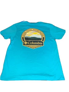 Mens Columbia T-Shirt Altitude Attitude Solitude Gratitude Large Light Blue - Picture 1 of 5