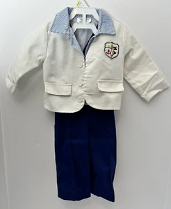 Vintage Tiny Tots Original Size 12 Months Nautical Baby Boy Boating Suit 3 piece - Picture 1 of 24