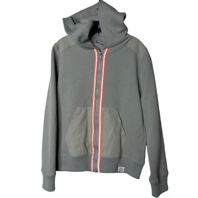 Bonpoint Unisex Gris Capucha Cremallera Completa Chaqueta con Cremallera Reflectante Rayas Talla 10 Foto 1 de 4