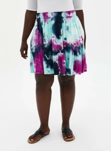 Torrid 1 (14-16) PURPLE TIE-DYE SUPER SOFT TIERED MINI CIRCLE SKIRT Short Color - Picture 1 of 5