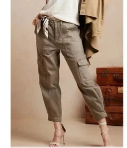 Banana Republic Women's Cargo Pants Size 6Tall Relaxed Surplus Green Tapered NWT - Picture 1 of 10