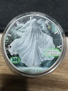 2023 US Mint Eagle Halloween Spirits Coin Colorized 1 oz .999 Silver Mintage 508 - Picture 1 of 2