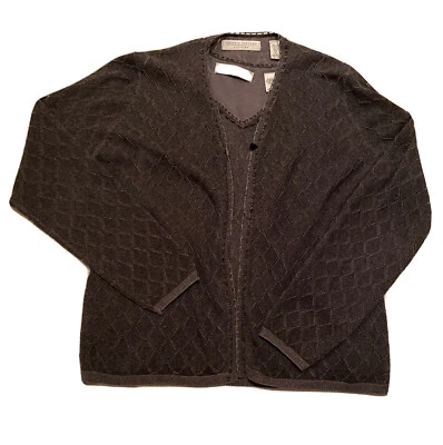 Conjunto de cárdigan suéter de noche Valerie Stevens talla M gris manga larga sin mangas Foto 1 de 4