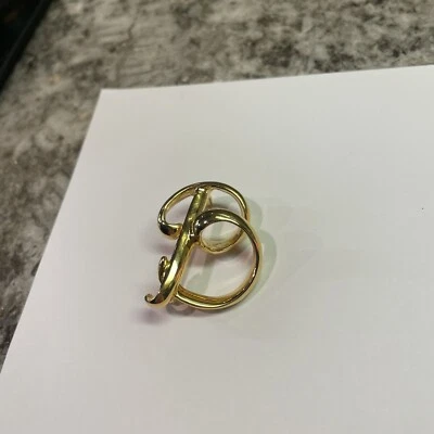 Broche prendedor inicial/letra B cursiva AK tono dorado firmado por Anne Klein Foto 1 de 4