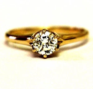 GIA 14k yellow gold .54ct VS1 O-P diamond engagement ring 2.5g estate vintage - Picture 1 of 9