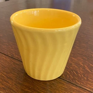Vintage Bright Yellow Swirl Flower Pot MADE IN USA Pottery - Picture 1 of 8
