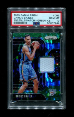 2019 DARIUS BAZLEY PRIZM SENSATIONAL SWATCH-GREEN ICE /56 PSA 10 - Image 1 of 2