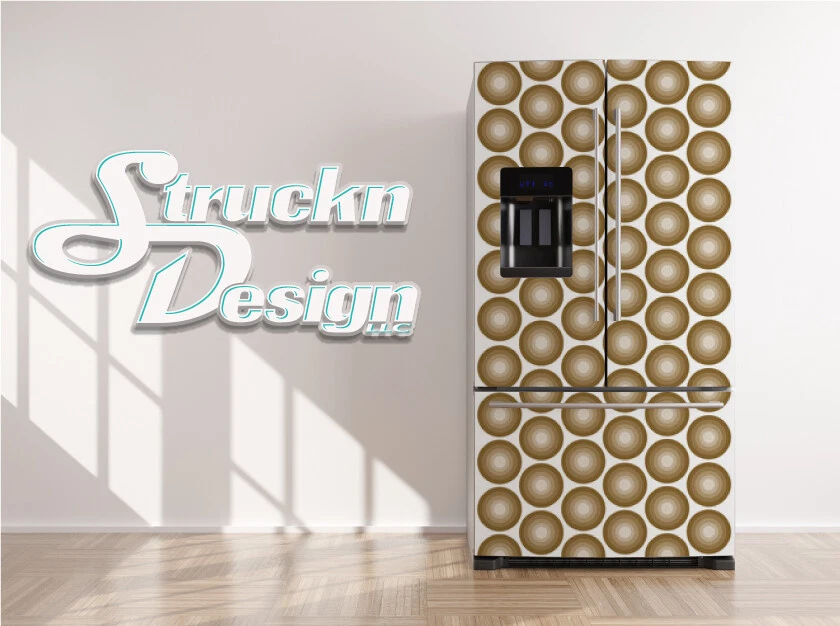 Adesivo de vinil bege pontos bolas padrão geladeira freezer porta lateral - Imagem 1 de 1