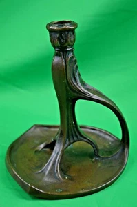 Antique Art Nouveau Bronze Candlestick/Chamberstick, Signed C Stogying, c1900 - Picture 1 of 10