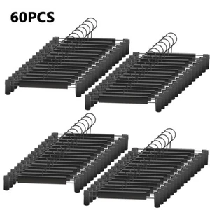10/20/30/60 Pack Clothes Pants Hangers With 360 ° Swivel Hooks, Adjustable Clips - Picture 1 of 11