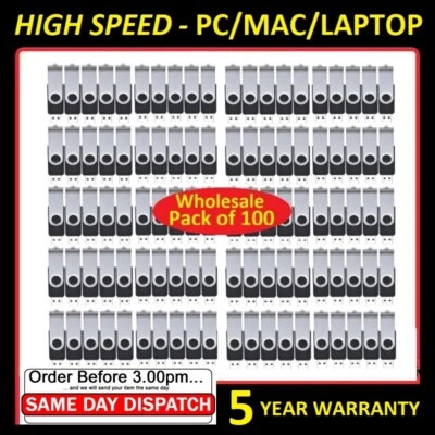 Bulk 100pcs Portable Swivel USB Flash Drives - Metal Keychain, 128MB to 16GB! - Image 1 of 4