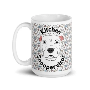 Weißer Pit Bull Terrier Hund Küche Schnüffler Becher 15 Unzen lustige Haustier Tasse Geschenk - Bild 1 von 22