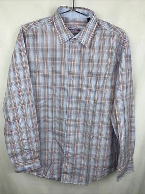 Tasso Elba Mens Size L 16-16.5 Cotton Plaid Check Button Up Long Sleeve Shirt - Image 1 of 4