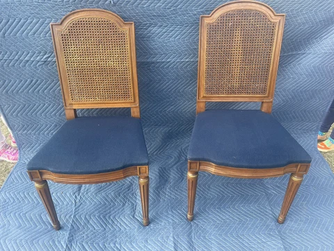 Henredon Mid-Century Modern Oak and Cane Dining Chairs, Set of two Cover