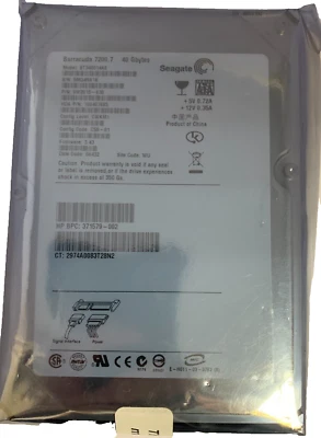 371579-002 40GB Barracuda SATA 3.5" 7200.7Rpm Hard Drive 9W2015-630 ST 340014AS - Image 1 of 2