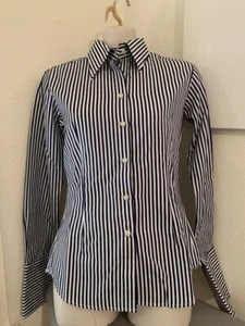 Rhodes & Beckett women's navy & white striped cotton shirt, size Aust 4 - Picture 1 of 3