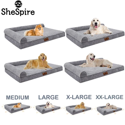 SHESPIRE CLEARANCE Orthopedic Dog Bed Large Jumbo 2 Side Bolster Removable Foam Mat
