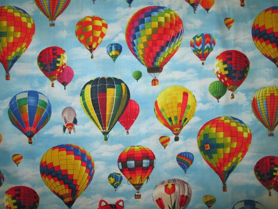 Hot Air Balloon Rainbow Sky Balloons Cotton Fabric 8 X 44 Quarter Cut