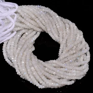 Natural Rainbow Moonstone Rondelle Shape Faceted Style Strand 13" Beads 5X5X3mm - Imagen 1 de 5