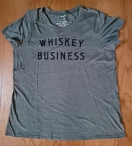 TORRID Womens Slim Fit Olive Green WHISKEY BUSINESS Short Sleeve Tee Plus Sz 2x  - Picture 1 of 3