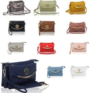 New Womens Multi Zip Compartments Handbag Crossbody Clutch Sling Shoulder Bag - Picture 1 of 15