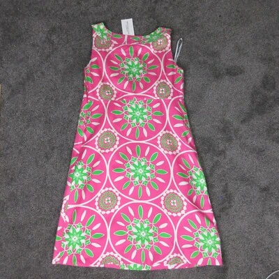 Vestido Lilly Pulitzer Mujer 4 Rosa Verde Floral Rayas Boho Seda Nuevo Foto 1 de 4